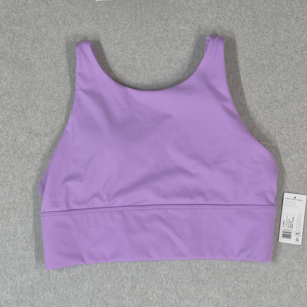 Jockey Women Sports Bra XL Purple High Neck Wireless Jersey Wide Strap NWT